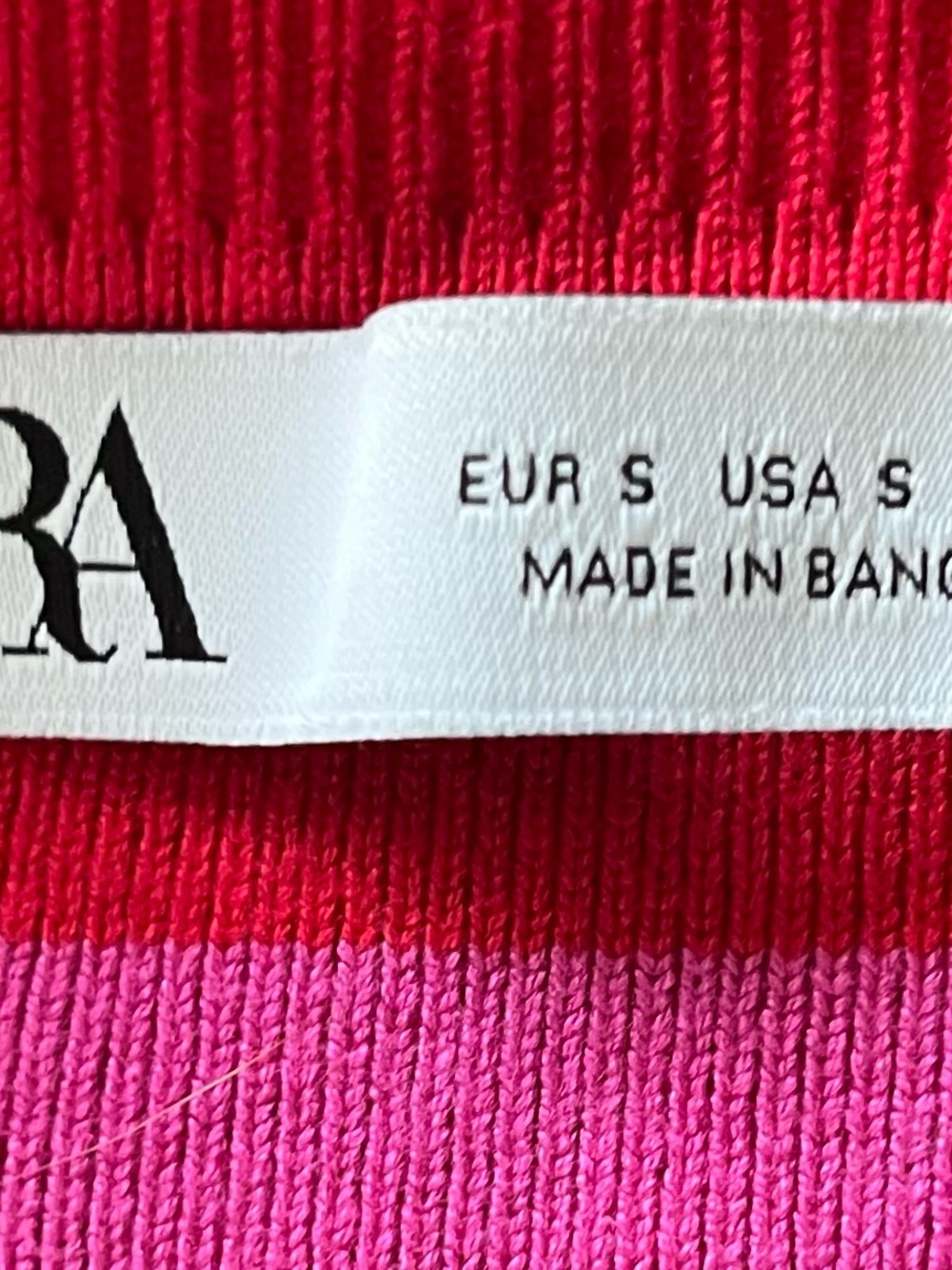 Zara Red and Pink Striped Ribbed Knit Top - Picture 3 of 3